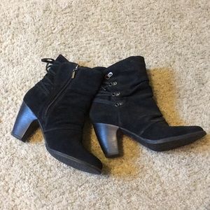 FINAL PRICE DROP Clarks Heeled Black Suede Boots